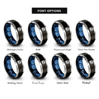font options for inside engraving on black & blue & silver diver flag rings