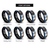 font options for inside engraving on black & blue & grey diver flag rings