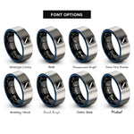 font options for inside engraving on black & blue & gray diver flag rings