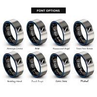font options for inside engraving on black & blue & gray diver flag rings