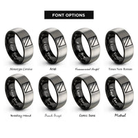 font options for inside engraving on black & gray diver flag rings
