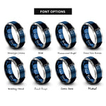 font options for inside engraving on blue & silver diver flag rings