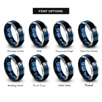 font options for inside engraving on blue & grey diver flag rings