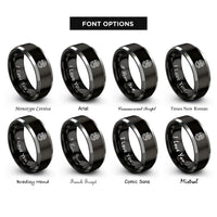 font options for inside engraving on black & silver diver helmet rings