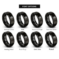 font options for inside engraving on black diver helmet rings
