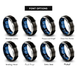 font options for inside engraving on black & blue & silver diver trail rings
