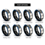 font options for inside engraving on black & blue & gray diving bell rope rings