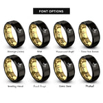 font options for inside engraving on black & gold diya oil lamp rings