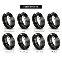 font options for inside engraving on black & grey dj controller rings