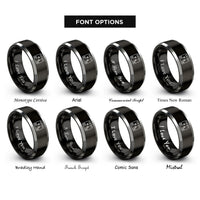 font options for inside engraving on black & gray dj mixer rings