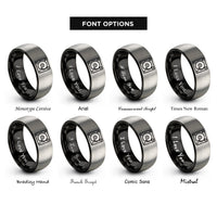 font options for inside engraving on black & silver dj turntable rings