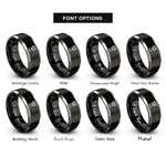 font options for inside engraving on black & gray djembe rings