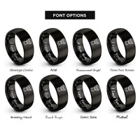 font options for inside engraving on black djembe rings