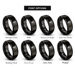font options for inside engraving on black dna heart rings