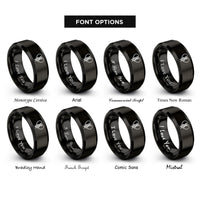 font options for inside engraving on black dna heart rings