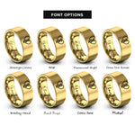 font options for inside engraving on gold dna heart rings
