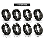font options for inside engraving on black & silver dna helix rings