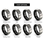 font options for inside engraving on black & grey dna helix rings