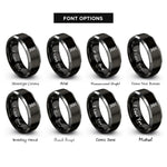 font options for inside engraving on black & grey dna helix rings