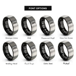 font options for inside engraving on black & silver dna helix rings