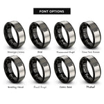 font options for inside engraving on black & gray dna helix rings