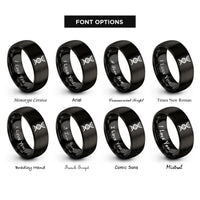font options for inside engraving on black dna helix rings