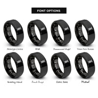 font options for inside engraving on black dna helix rings