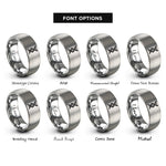 font options for inside engraving on silver dna helix rings