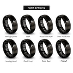 font options for inside engraving on black dna strand heart rings