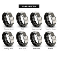 font options for inside engraving on black & gray doberman pinscher rings