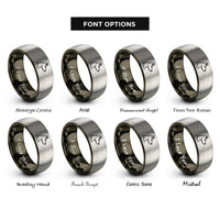 font options for inside engraving on gunmetal & grey doberman pinscher rings