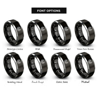 font options for inside engraving on black & grey dock pines rings