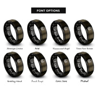 font options for inside engraving on gunmetal & black dock pines rings