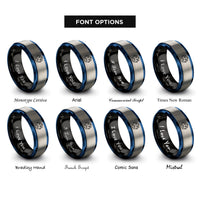 font options for inside engraving on black & blue & grey dodecahedron rings
