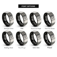 font options for inside engraving on black & silver dodecahedron rings