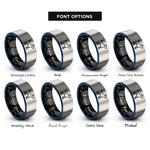 font options for inside engraving on black & blue & grey dog rings