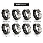 font options for inside engraving on black & gray dog rings
