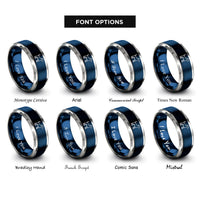 font options for inside engraving on blue & gray dog rings