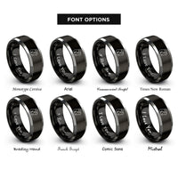 font options for inside engraving on black & grey dog cat silhouette rings
