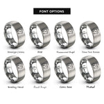 font options for inside engraving on silver dog cat silhouette rings