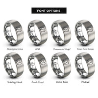 font options for inside engraving on silver dog cat silhouette rings