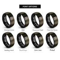font options for inside engraving on gunmetal & black dog dish rings