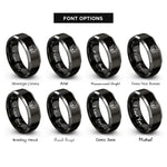 font options for inside engraving on black & silver dog face rings