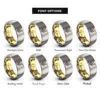 font options for inside engraving on gold & silver dog rings