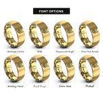 font options for inside engraving on gold & gray dog rings