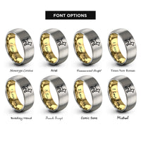 font options for inside engraving on gold & gray dog rings