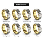 font options for inside engraving on gold & gray dog rings