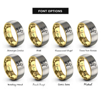 font options for inside engraving on gold & gray dog rings