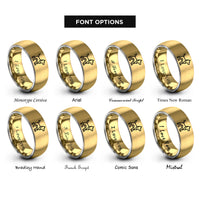 font options for inside engraving on gold & gray dog rings
