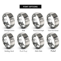 font options for inside engraving on silver dog rings